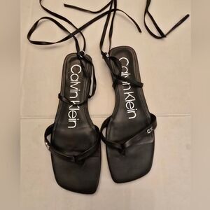 Calvin Klein Gladiator Black Sandals Size 7 In Black